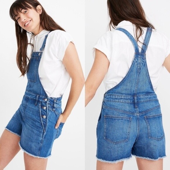 MADEWELL Adirondack Short Overalls XXS Denville Blue Denim Shortalls Festival - Picture 2 of 12